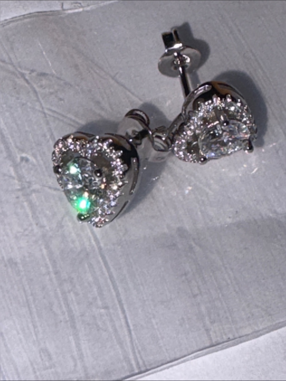 Genuine Moissanite 0.5 Carat Stud Earrings with Heart Shaped Halo